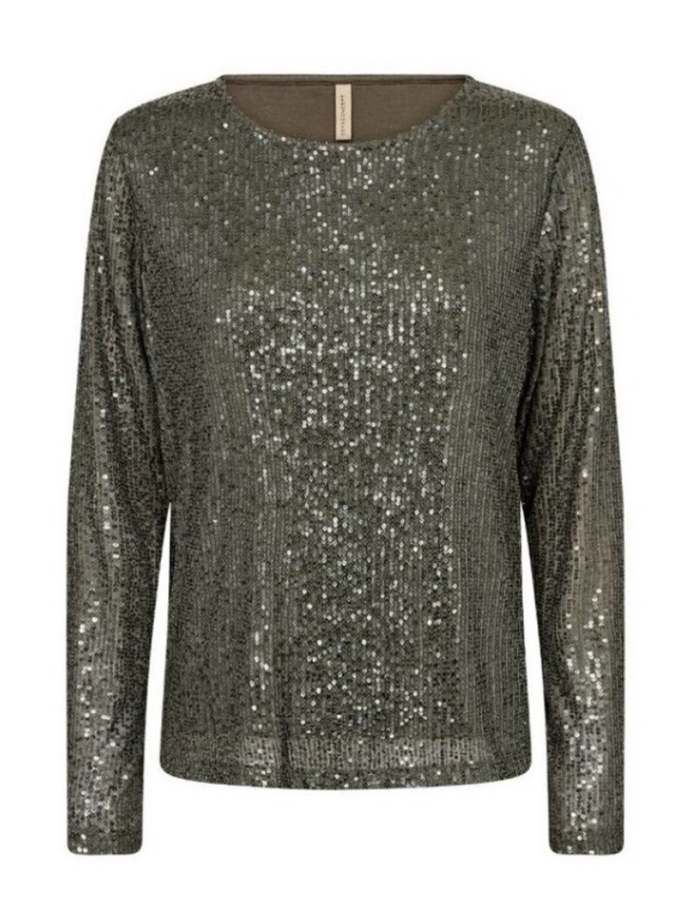 NWT Soya Concept Sequin Long-Sleeve Top in Olive Size XL
